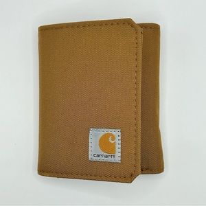 Carhartt Brown Men’s Nylon Duck Trifold Wallet Like New 🔨🪚🛠️